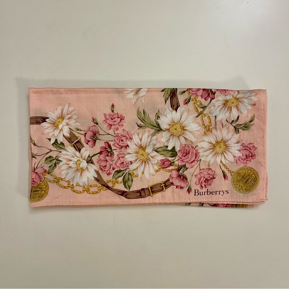 Vintage Burberrys Floral Cotton Handkerchief – Blush Pink - Picture 4 of 8